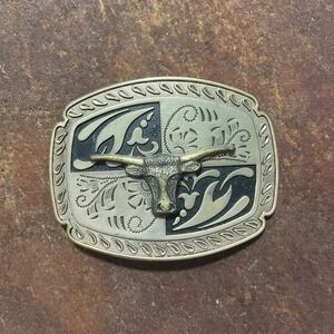 Vintage Western‎ Bull Head Belt Buckle Cowboy Rodeo Steer Bronc Accessory